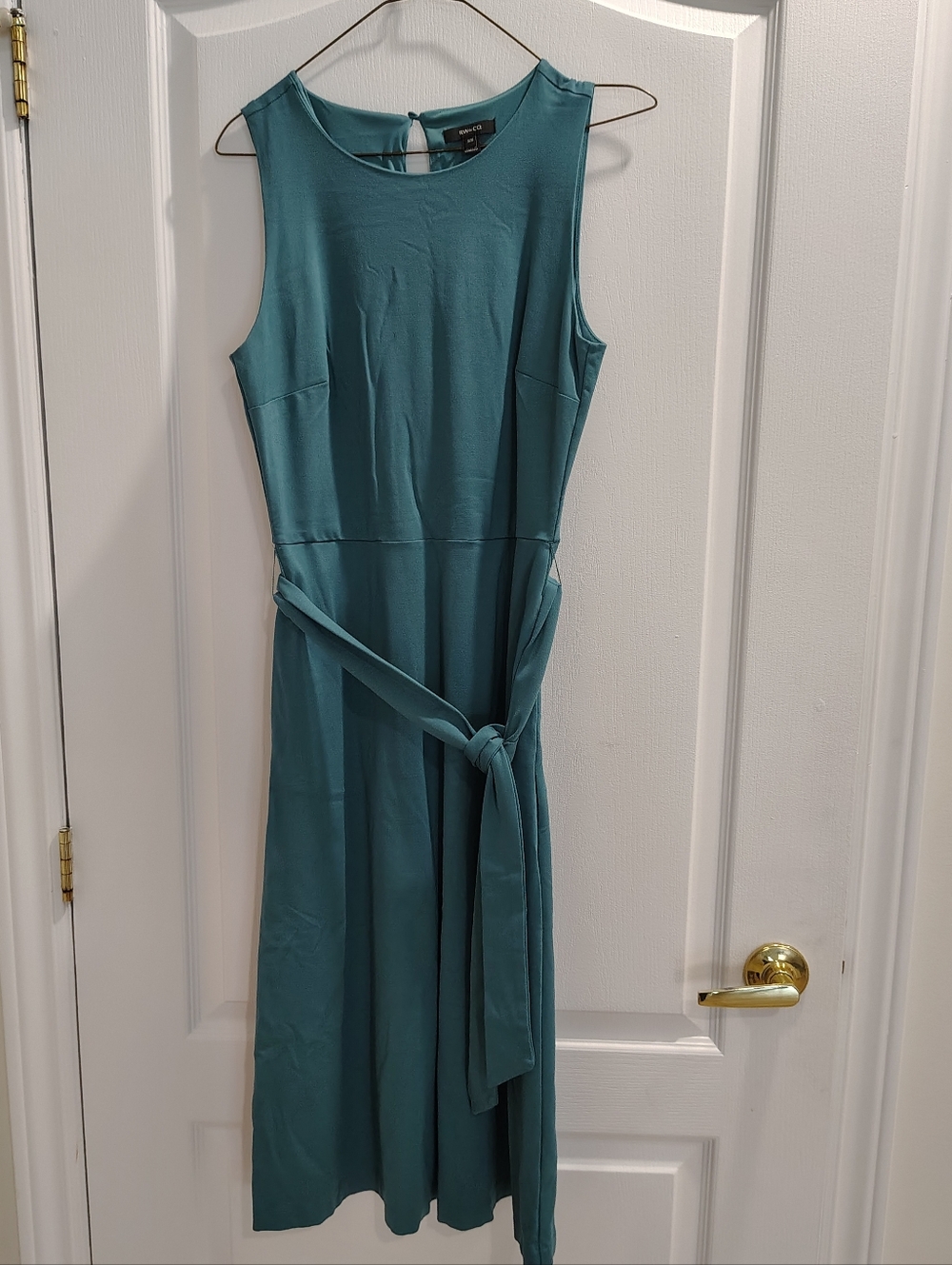 RW&CO. Teal Sleeveless Tie-Waist Midi Dress